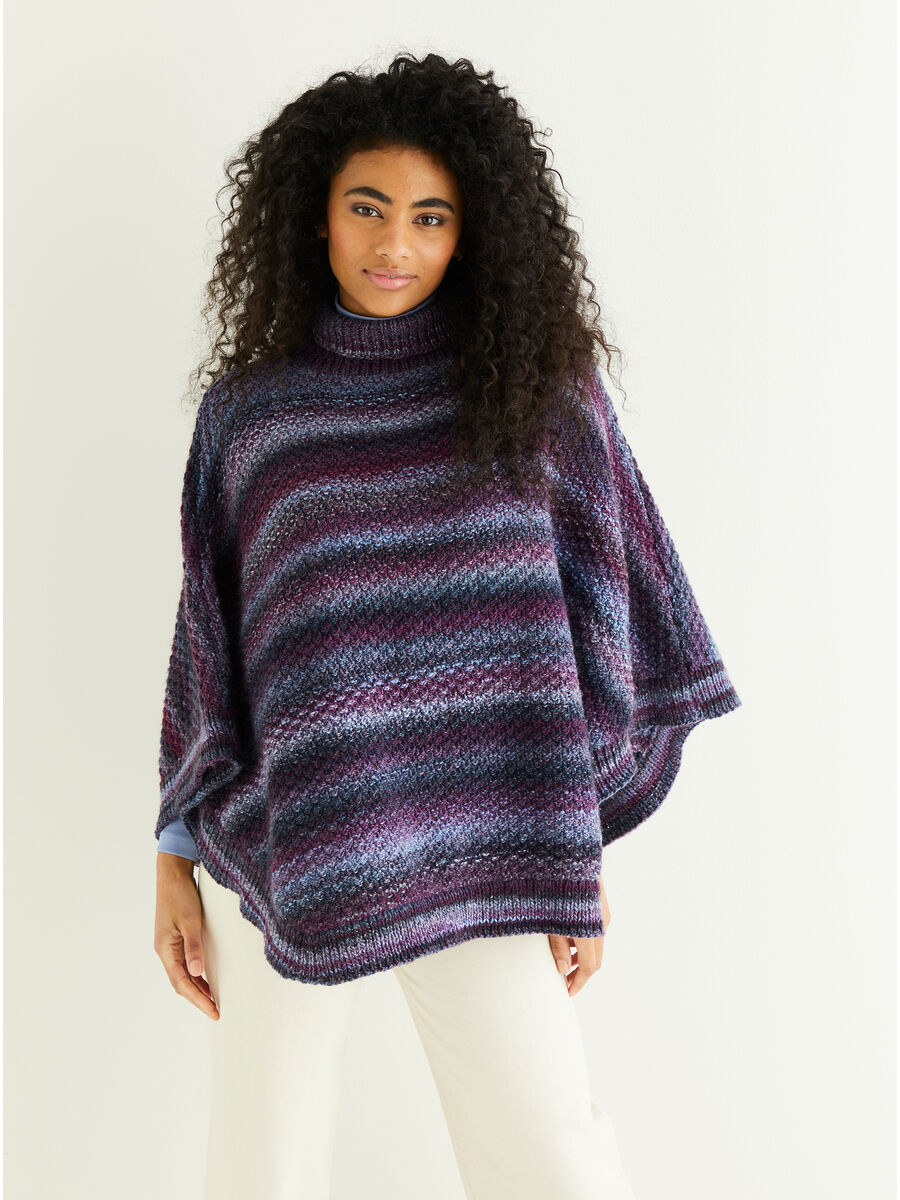 Roll Neck Poncho 10148 pattern by Sirdar