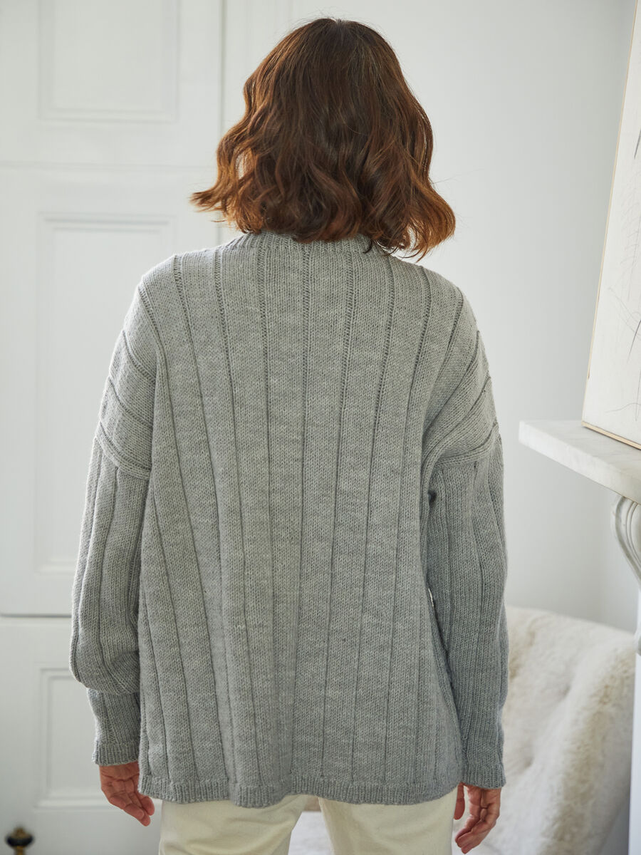 Ribbed Classic Henley Sweater in Hayfield Soft Twist