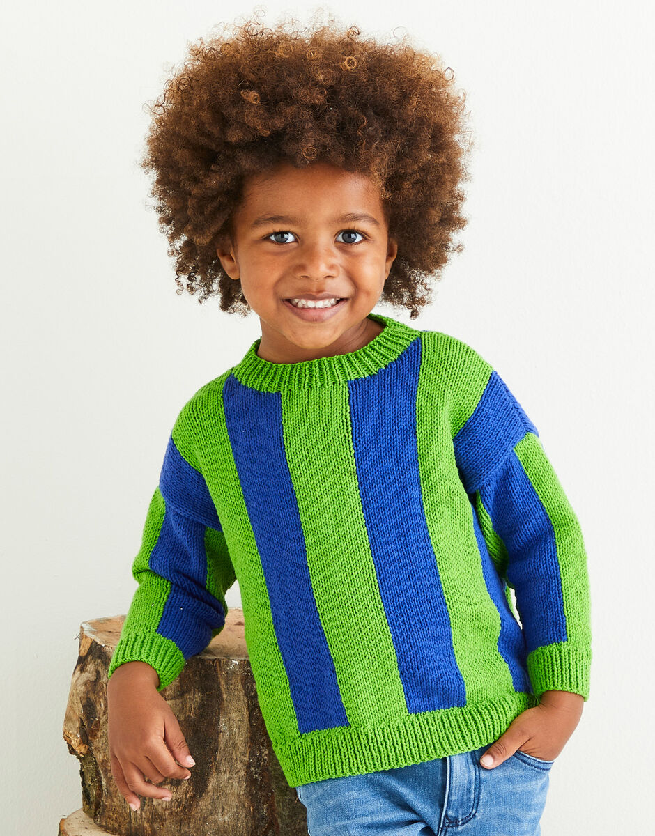 Knitted Stand By Me Sweater in Snuggly Replay DK for Kids | Sirdar