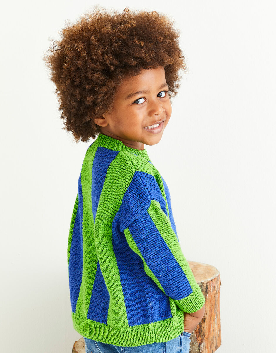 Knitted Stand By Me Sweater in Snuggly Replay DK for Kids | Sirdar