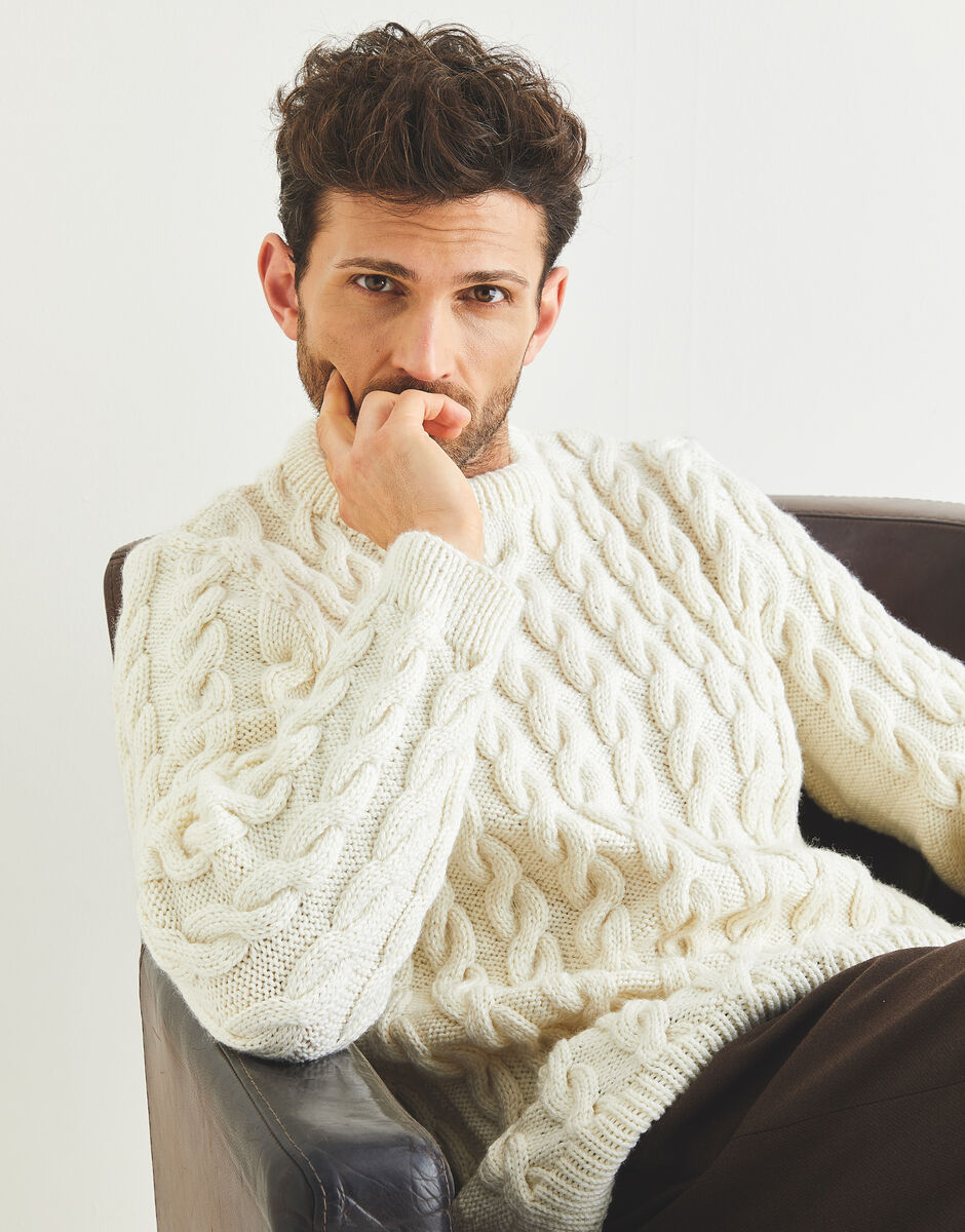 Cable Crew Sweater In Country Classic Worsted