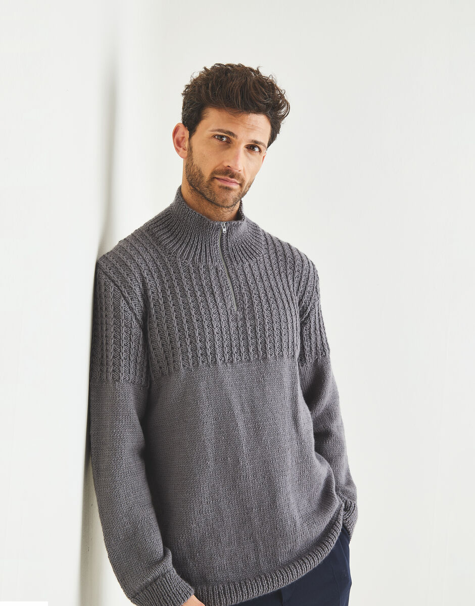 Zip Neck Sweater In Country Classic Worsted | Sirdar Knit & Crochet ...