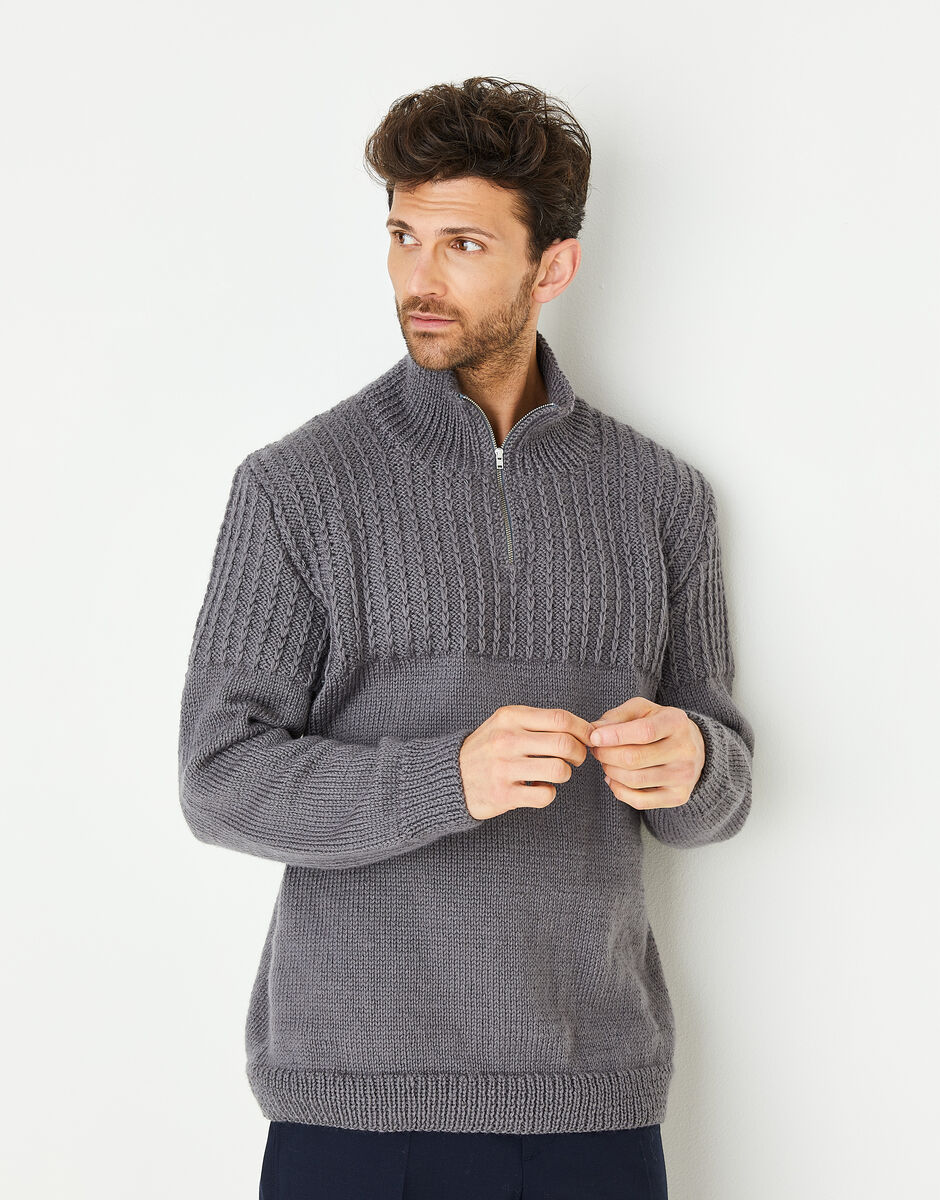 Zip Neck Sweater In Country Classic Worsted | Sirdar Knit & Crochet ...