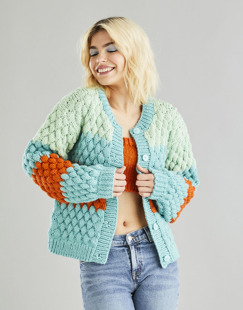 Chunky knit bobble outlet cardigan