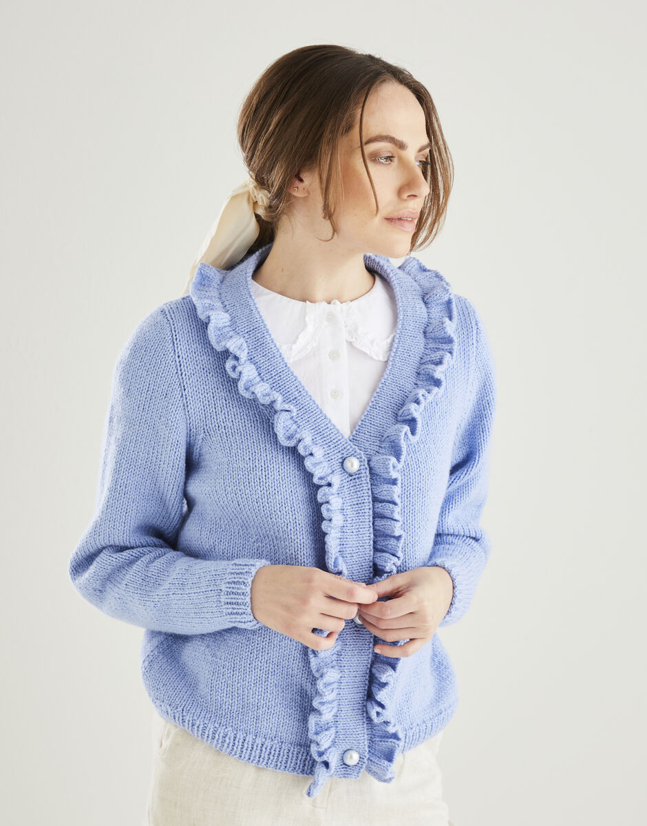 Ruffled hot sale cardigan sweater