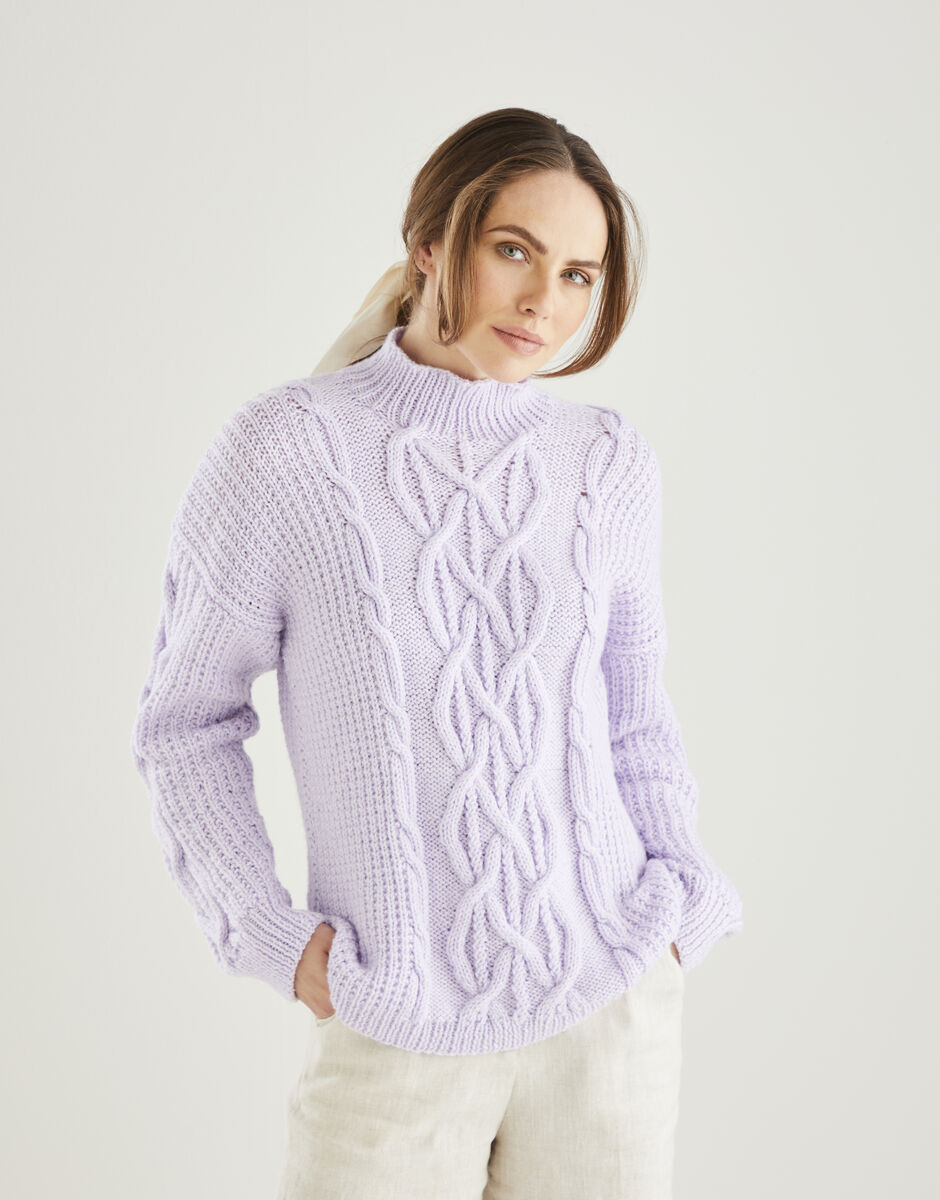 Puffed Sleeve Sweater In Hayfield Bonus Aran