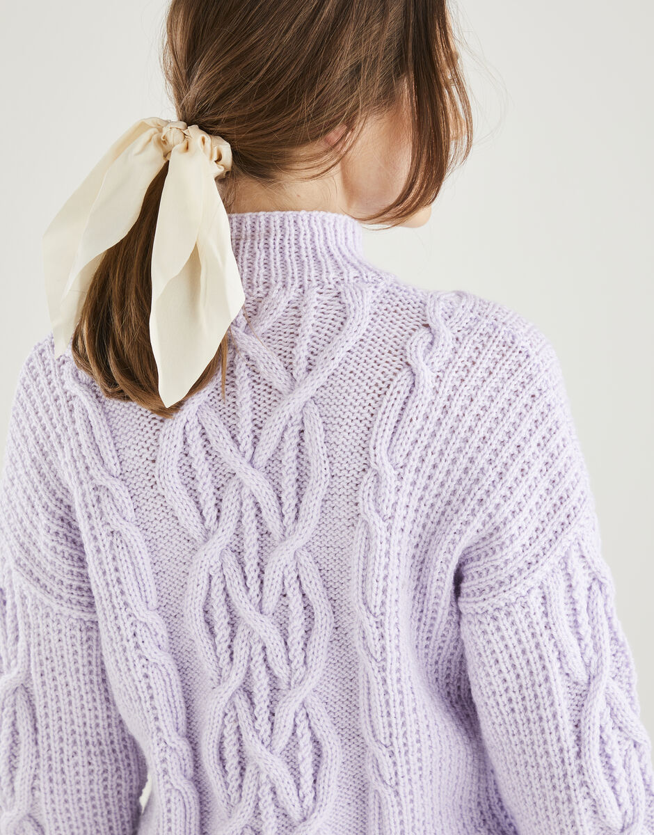 Puffed Sleeve Sweater In Hayfield Bonus Aran