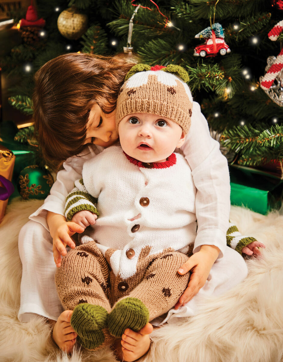 Christmas Pudding Baby Onesie In Snuggly DK Sirdar