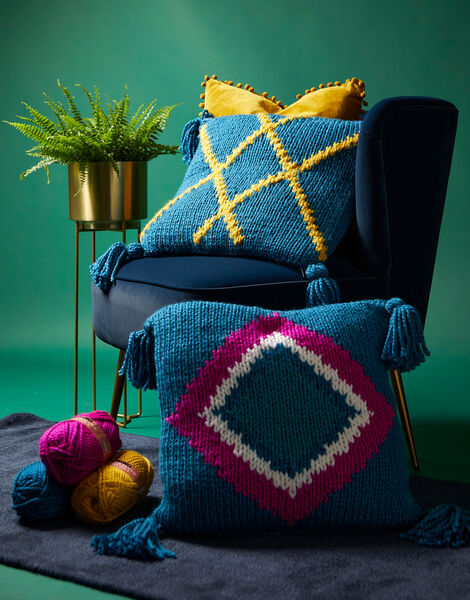 Diamond Tassle Cushions In Opulent Bonus Super Chunky