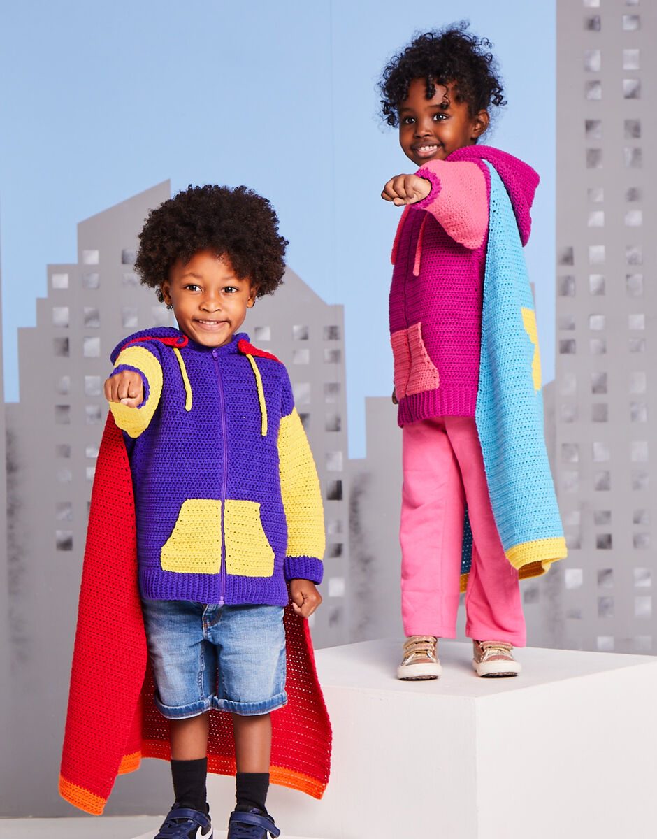 Hero Hoodie Cape In Snuggly Replay DK Super Hero Dayware Sirdar