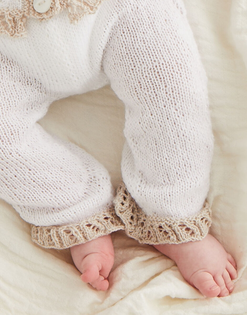 Little Lacy Trouser Suit In Snuggly 2 Ply - Baby Delicate Nature