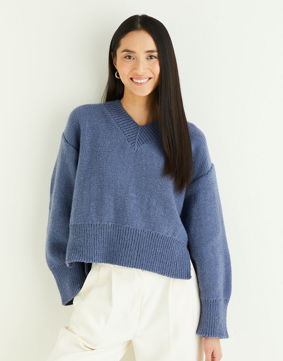 Boxy V Neck Sweater in Hayfield Soft Twist | Sirdar