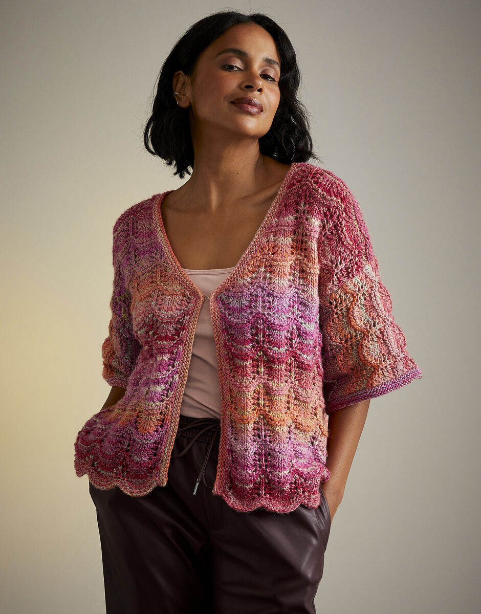 Hot House Flowers Cardigan Knitting Pattern | Jewelspun Aran | Sirdar