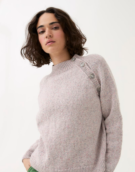 Buttoned Raglan Sweater Knitting Pattern In Sirdar Loveful 100% Recycled Tweed Blend