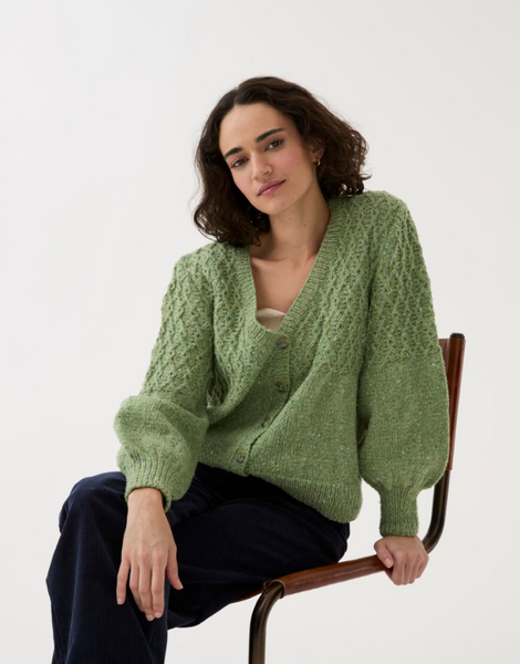Diamond Cable Cardigan Knitting Pattern In Sirdar Loveful 100% Recycled Tweed Blend