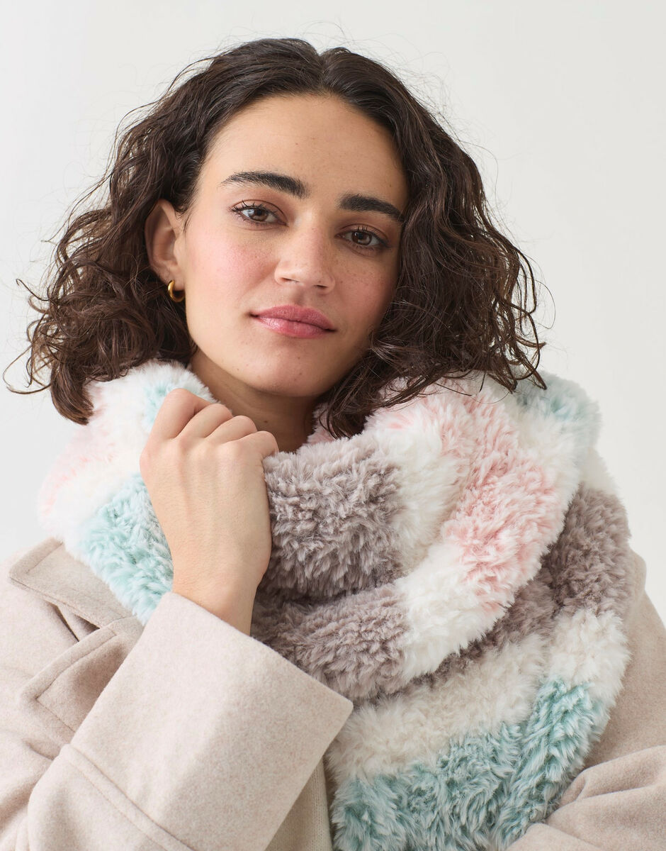 Sweet Striped Scarf Knitting Pattern In Sirdar Alpine Fur Effect