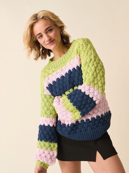 Stripes But Better Sweater Knitting Pattern In Sirdar Stories Chunky