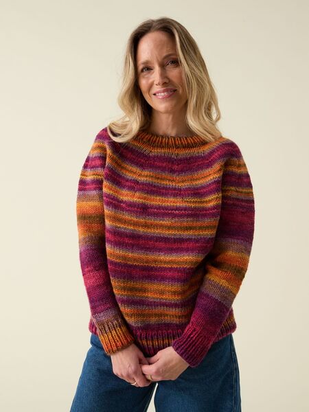 Top-Down Yoke Sweater Knitting Pattern In Hayfield Spirit Chunky