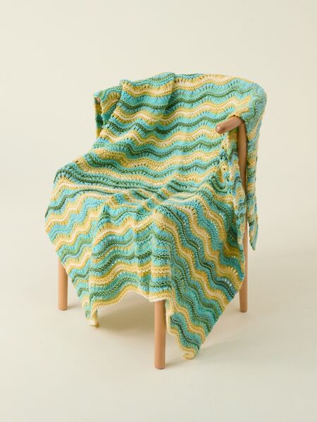 Wave Knit Blanket Knitting Pattern In Hayfield Spirit Chunky
